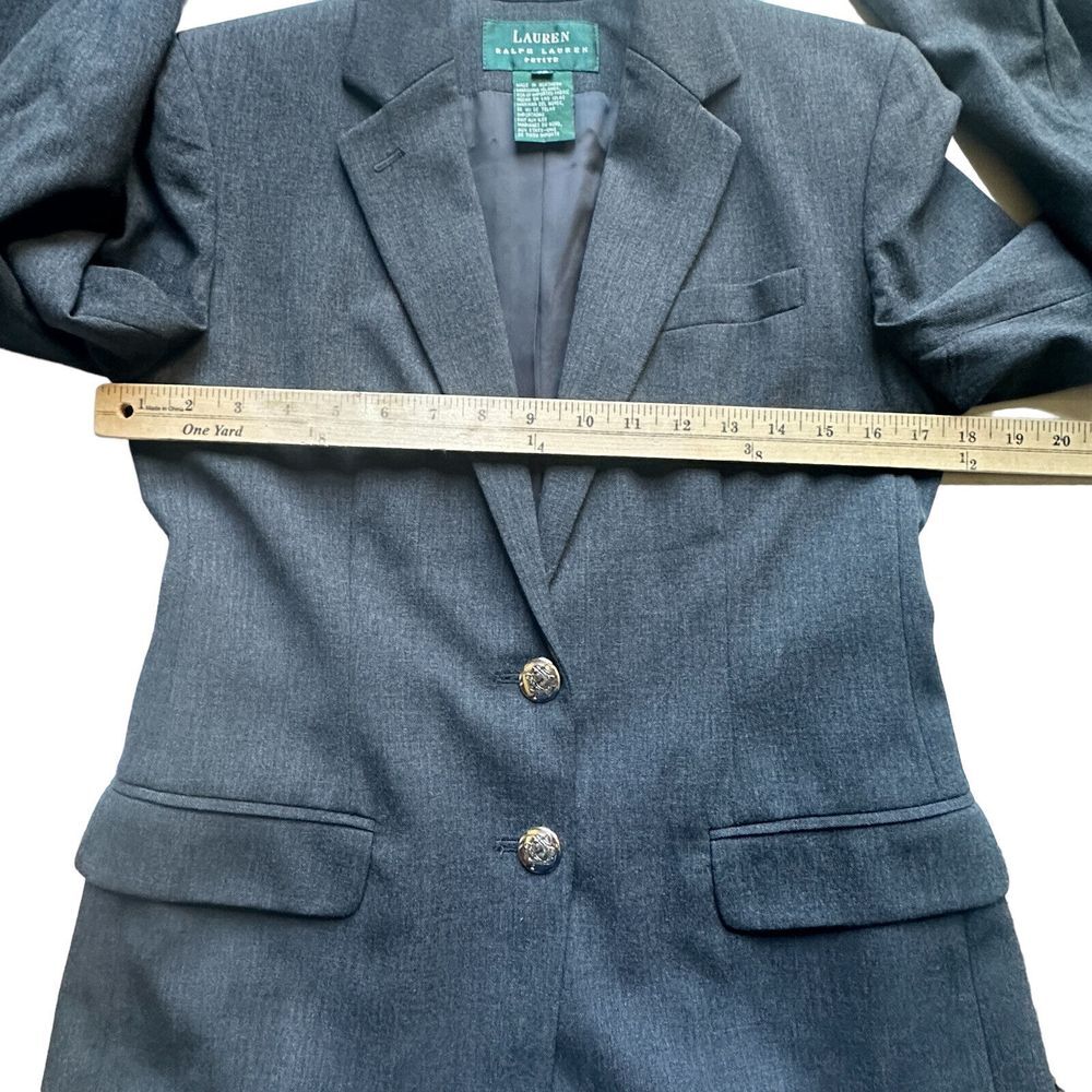 Lauren Ralph Lauren Blazer Jacket Women's 2P Charcoal Gray Worsted Wool USA - Picture 7 of 12